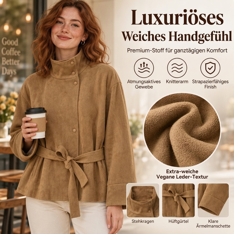 SILVIA | CHAQUETA CON CUELLO ALTO Y CINTURÓN