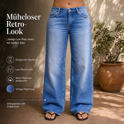 👖Mühelos schicke, locker sitzende Jeans mit weitem Bein