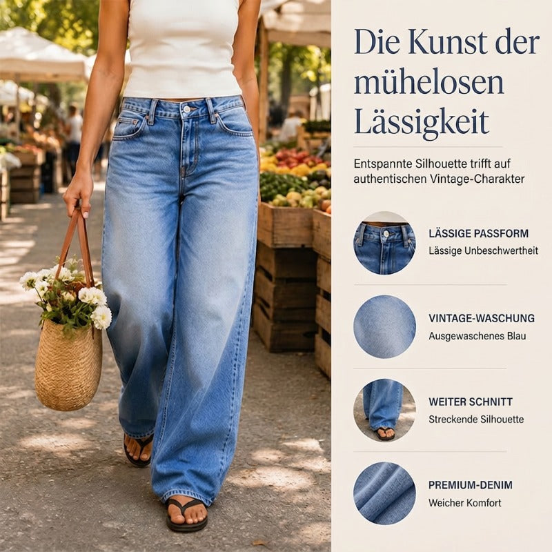 👖Mühelos schicke, locker sitzende Jeans mit weitem Bein