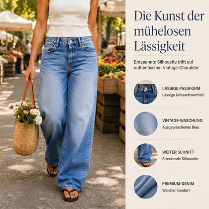 👖Mühelos schicke, locker sitzende Jeans mit weitem Bein