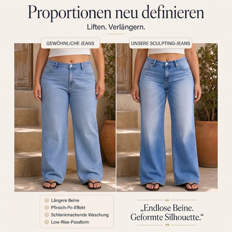 👖Mühelos schicke, locker sitzende Jeans mit weitem Bein