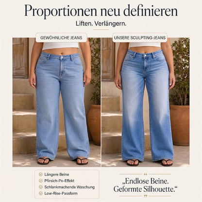 👖Mühelos schicke, locker sitzende Jeans mit weitem Bein