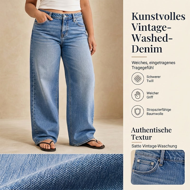 👖Mühelos schicke, locker sitzende Jeans mit weitem Bein