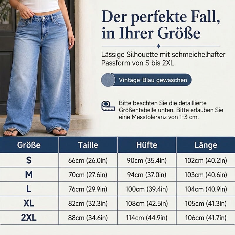 👖Mühelos schicke, locker sitzende Jeans mit weitem Bein